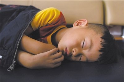 9月6日，等待錄制節目的多多躺在沙發上熟睡。新京報記者 侯少卿 攝