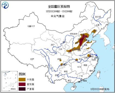 全國(guó)霾區(qū)預(yù)報(bào)圖。