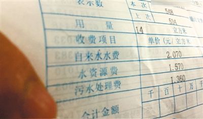 北京市某居民的水費單顯示，費用中有水資源費和污水處理費兩項附加收費。