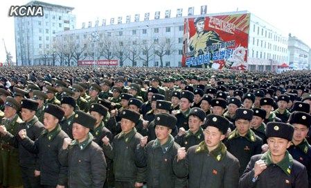 朝鮮黃海北道、咸鏡南道和南浦市11日舉行軍民大會，支持朝鮮人民軍最高司令部發言人聲明。