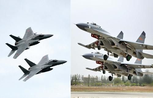 29日，中國(guó)空軍查證了進(jìn)入東海防空識(shí)別區(qū)的美日軍機(jī)，左圖為進(jìn)入防空識(shí)別區(qū)的日本F-15戰(zhàn)機(jī)(資料圖)，右圖為當(dāng)天起飛的中國(guó)殲-11飛機(jī)(資料圖)。