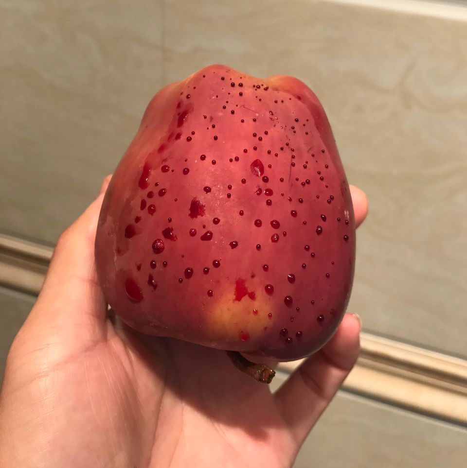 嚇懵！女子用熱水泡蘋果結(jié)果冒出血珠 咋回事？