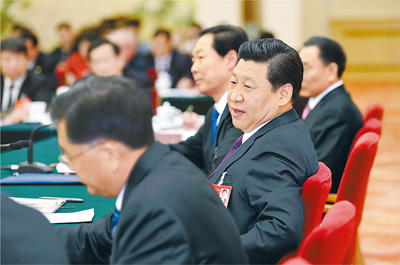 2014年3月9日，習近平參加十二屆全國人大二次會議安徽代表團的審議。